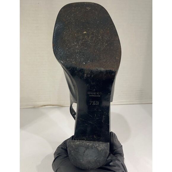Authentic Vintage Gucci Slingback Black Open Toe Heels Size 7.5 Women’s - Picture 8 of 9